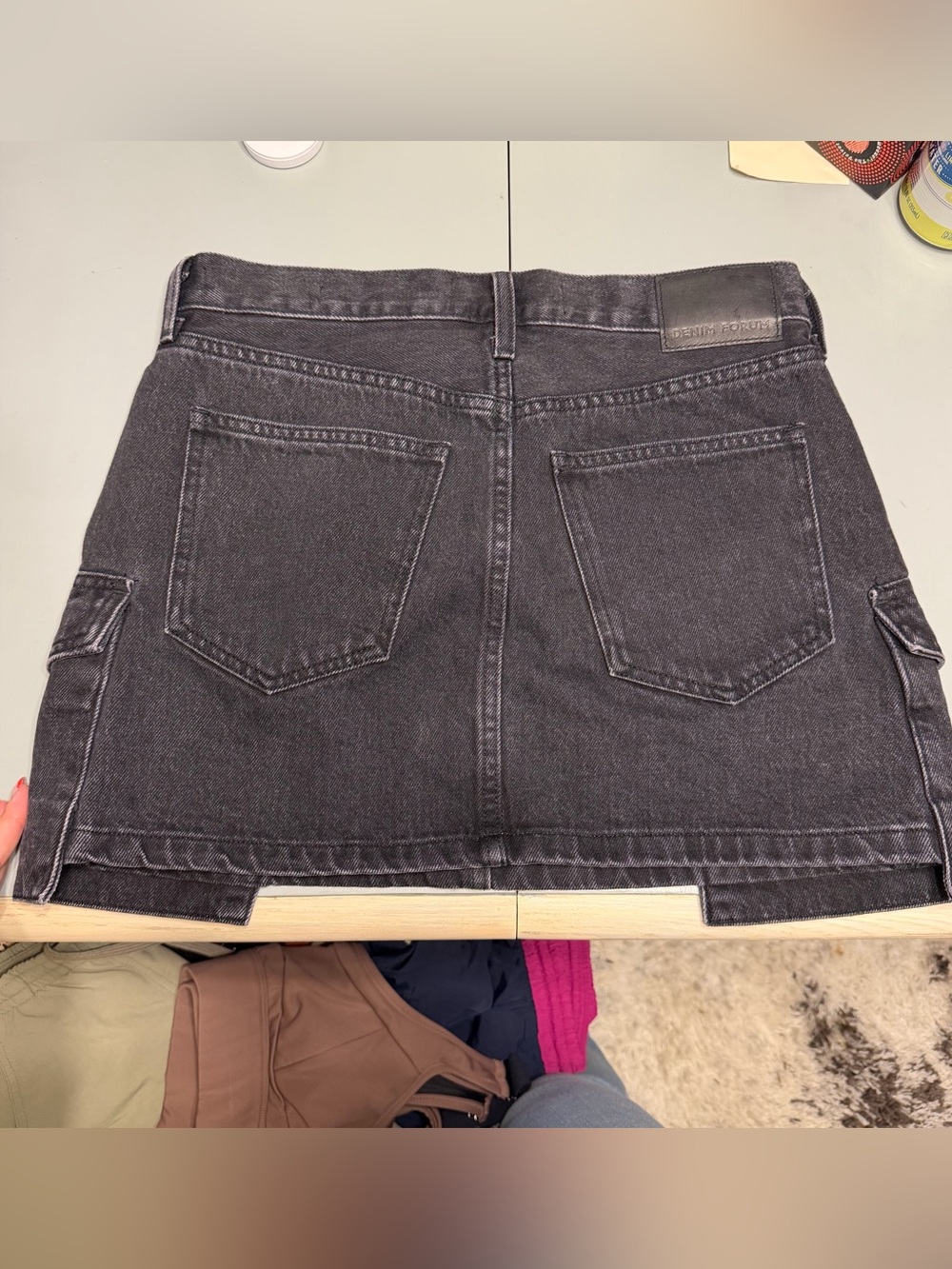 Denim Forum Black Cargo Pocket Mini Skirt Aritzia - Picture 3 of 4
